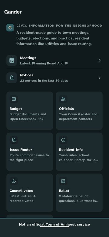 Gander home screen